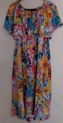 H&M Colorful Floral Dress Maxi Womens Size 10 Prairie Flutter Sleeve - Image 1 of 3