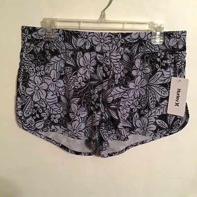 Pantalones Cortos Hurley Patrón Floral Negro Y Lila Mujer Talla Grande HURS231001 Foto 1 de 4