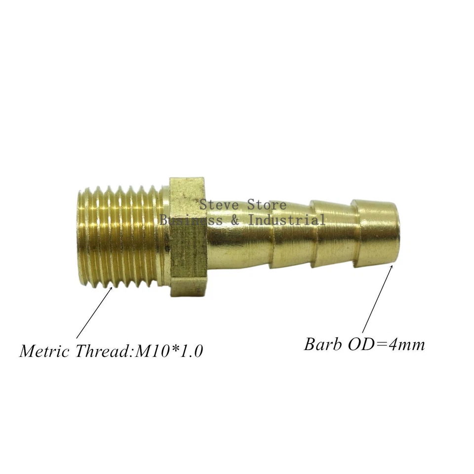 Metric Male Thread M10 M10x1 To 4mm 1/8 inch Hose Barb Fitting Adapter Connector - Imagen 1 de 1