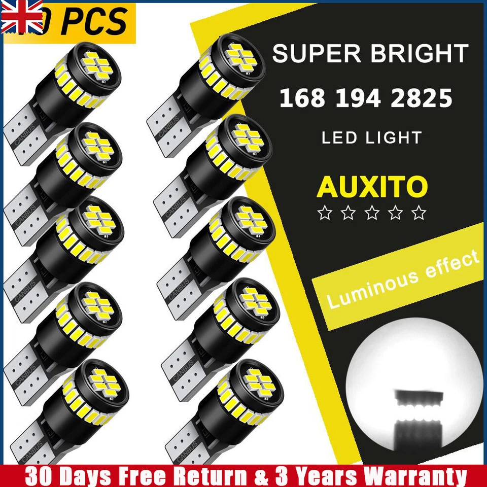 LED ERROR AUXITO T10 CAR LampS CANBUS WHITE W5W 501 SIDE Bulb Lamp Upgrade