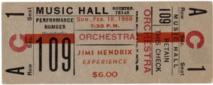 1 1968 JIMI HENDRIX UNUSED FULL CONCERT TICKET Houston Texas laminated reprint - Picture 1 of 1