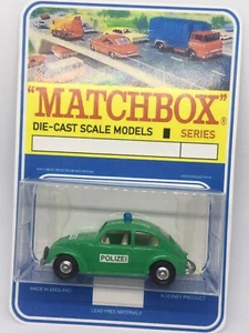 Vintage Lesney Matchbox 15 Custom Volkswagen Beetle Polizei CarBlister Pack - Picture 1 of 5