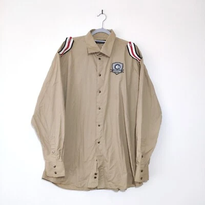 Camisa COOGI marrom bronzeado RAF manga longa tamanho XXL algodão militar masculina plus size - Imagem 1 de 4