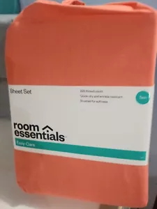 SET LENZUOLA ROOM ESSENTIALS EASY CARE MISURA DOPPIA 225 FILI COLORE PESCA - Foto 1 di 3