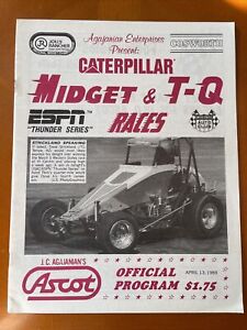 1989 Programme de course midget, Ascot CA, couverture Dave Strickland