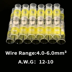 25Pcs Yellow 12-10AWG Heat Shrink Wire Solder Seal Connectors Terminals - Picture 1 of 10