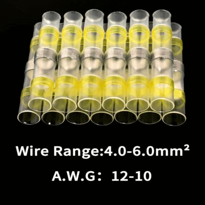 25Pcs Yellow 12-10AWG Heat Shrink Wire Solder Seal Connectors Terminals - Image 1 of 4