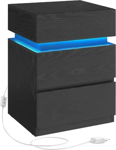 Comodino Con Striscia Luminosa Di Luci a LED Multicolore Variabile, 3 Cassetti, - Foto 1 di 12