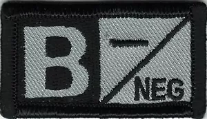 Grey Gray Black Blood Type B- Negative Patch Fits For VELCRO® BRAND Loop Fastene - Picture 1 of 1