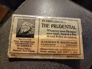 VINTAGE Prudential Advertising Giveaway Adhesive Bandage Maine Agent 1926 - Picture 1 of 2