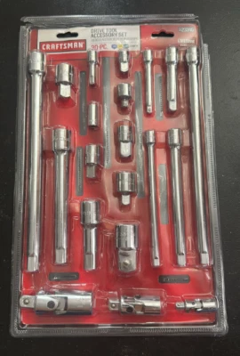 Craftsman 20 Piece Drive Tool Accessory Set 1/4 3/8 1/2 inch Extension Adapters - Image 1 of 3