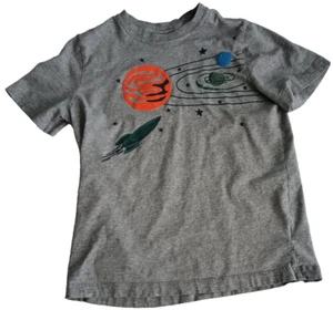 Hanna Andersson Boys Outer space Galaxy Gray Short Sleeve T-shirt Size 12 - Picture 1 of 4