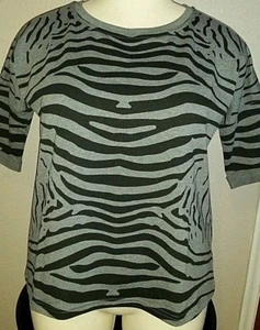 CLEARANCE NWT Women 3/4 Sleeve Top Gray Black Polyester Cotton MORNING APPLE - Picture 1 of 3