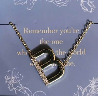 Collar Colgante Tono Dorado Inicial Letra B & R MUJER 22" CIRCONITA CÚBICA Foto 1 de 3