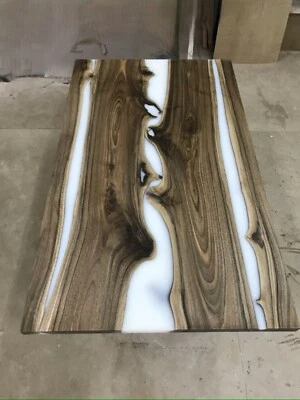 Resin Epoxy Table, Made to Order Table, Custom Dining Table, White Epoxy Table - Image 1 of 4