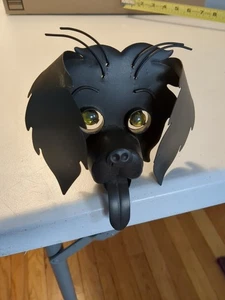 Volkskunst geschweißt Welpe Metall Skulptur Hund Pflanzgefäß Figur Regal Sitter - Bild 1 von 11