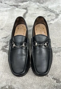 Authentic Gucci Silver Horsebit Black Leather Mens Loafer US11.5 EU45 GUCCI 11 - Picture 1 of 9