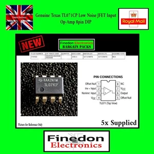 5x Genuine Texas TL071CP TL071 Low-Noise JFET Input OP-AMP IC 8pin DIP - Picture 1 of 2