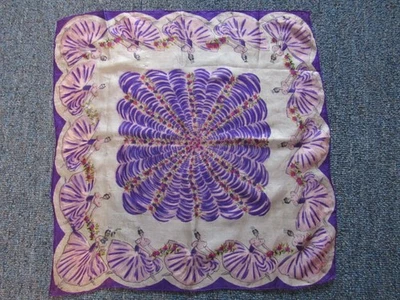 Vintage 1950's Purple & Pink Silk Ballerinas Scarf Square 16" - Image 1 of 4