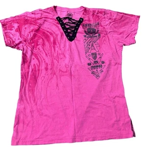 American Fighter Pink Lace Up Graphic Tee Shirt Damen XL Training Division - Bild 1 von 5