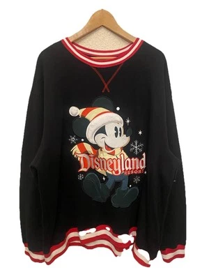 Disneyland Resort Disney Mickey Christmas Fur Sweatshirt Embroidered Blk 2XL NEW - Image 1 of 4