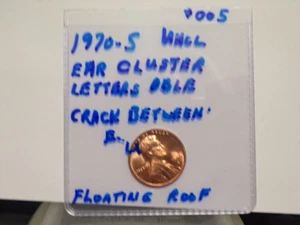 1970-S Lincoln Uncl Penny EAR Cluster Crack between E-U FG + More Error`s #005 - Picture 1 of 18