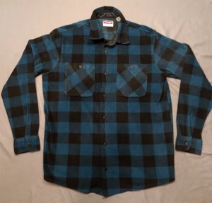 Camisa de franela Wrangler para hombre azul medio manga larga abotonada cuadros azules - Imagen 1 de 8