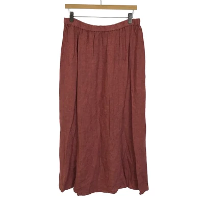 Maxi falda FLAX para mujer talla grande 100 % lino rojo óxido Foto 1 de 4