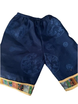 blue and gold dragon-patterned kids' Muay Thai short Size 2 - Image 1 of 3