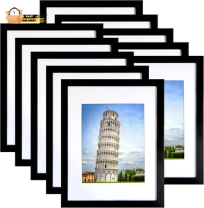 11X14 Picture Frame Set of 10, Display Pictures 8X10 with Mat or 11X14 Prints W - Picture 1 of 12