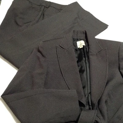 Ann Taylor Pantsuit Womens 8 Black Tie Front Closure Classic Career 2pc - Image 1 of 4