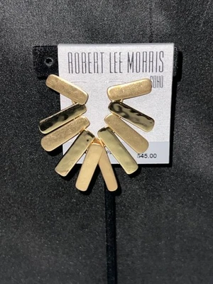 NWT Robert Lee Morris Soho Gold-Plated Dangling Multi-Bar Earrings - Excellent - Image 1 of 4