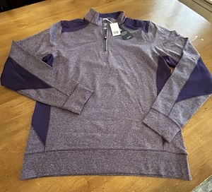 NWT Cutter & Buck CB Shoreline Color Block Purple Golf 1/4 Zip Pullover Sz S $88 - Picture 1 of 12