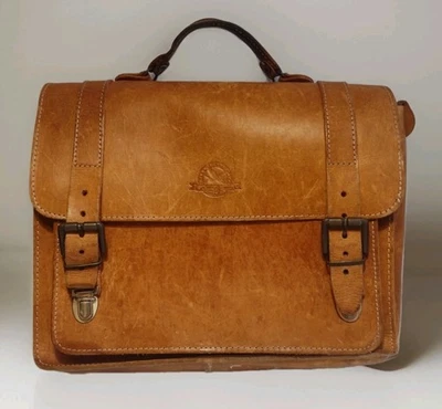 Vintage Eddie Bauer Leather Briefcase Rare AMIET Oval Lock – Made in USA – 1970s - Image 1 of 4