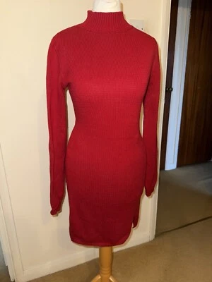 Vestido suéter para mujer Forever 21 rojo cuello alto talla pequeña Foto 1 de 4