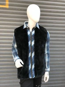 Camisa de manga larga azul para hombre | negra con botones y piel sintética - Imagen 1 de 6