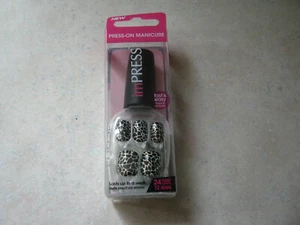 1 Impress SPACE CADET Press-On 24 Nails Leopard Snake Skin Black Gold in Bottle - Picture 1 of 4