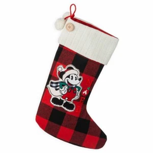 DISNEY MICKEY MOUSE BUFFALO PLAID HOLIDAY CHRISTMAS STOCKING NWT - Picture 1 of 1