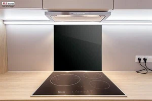 Kitchen Glass Splashback BLACK 60x65cm Heat Resistant Toughened Glass - Picture 1 of 8