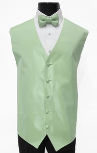 2XL Mens Meadown Green Perry Ellis Pattern Tuxedo Fullback Vest & BowTie Wedding - Picture 1 of 1