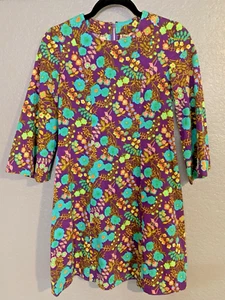 Vintage 60s Handmade Floral Mod Go Go Dress Psychedelic Groovy Retro Hippie - Picture 1 of 6