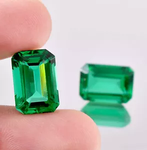 1 Paar makellose natürliche grüne sambische Smaragd 9 x 7 mm Edelstein GIT zertifiziert) - Bild 1 von 7