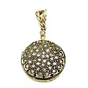 CIONDOLO VINTAGE STILE ANTICO ROSETTE DI DIAMANTE IN ARGENTO E ORO 12K DA DONNA - Foto 1 di 7