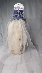 Veiled Tiara Ghost Grey Suit Yourself Fancy Dress Up Halloween Costume Accessory - Picture 1 of 4