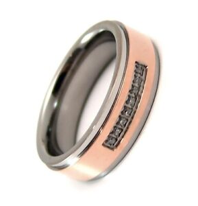Rose Gold PVD Titanium Ring Jeweled 2 Tone 6 mm Comfort Fit Band Size 7 