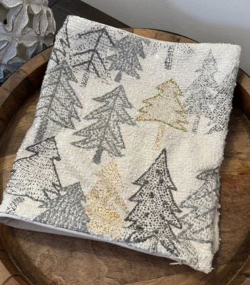 West Elm Winter Forest Pillow Cover  12”x21” Golden Embroidery Lumbar Excellent! - Image 1 of 4