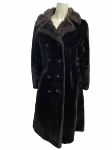 Black Faux Fur Coat Glenoit North Bay Glenorba USA 70s Hollywood Regency FLAWS - Picture 1 of 13