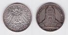 3 Mark Silber Mnze Sachsen Vlkerschlachtdenkmal Leipzig 1913 ss (144130)