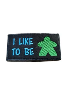 Green Meeple Design Embroidered Patch, Iron on Sew on for Coats Jackets Bags - Picture 1 of 1