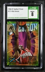 1996-97 Skybox Z-Force Allen Iverson RC Rookie Card #151 classificata CSG 8 quasi nuova-mt - Foto 1 di 2